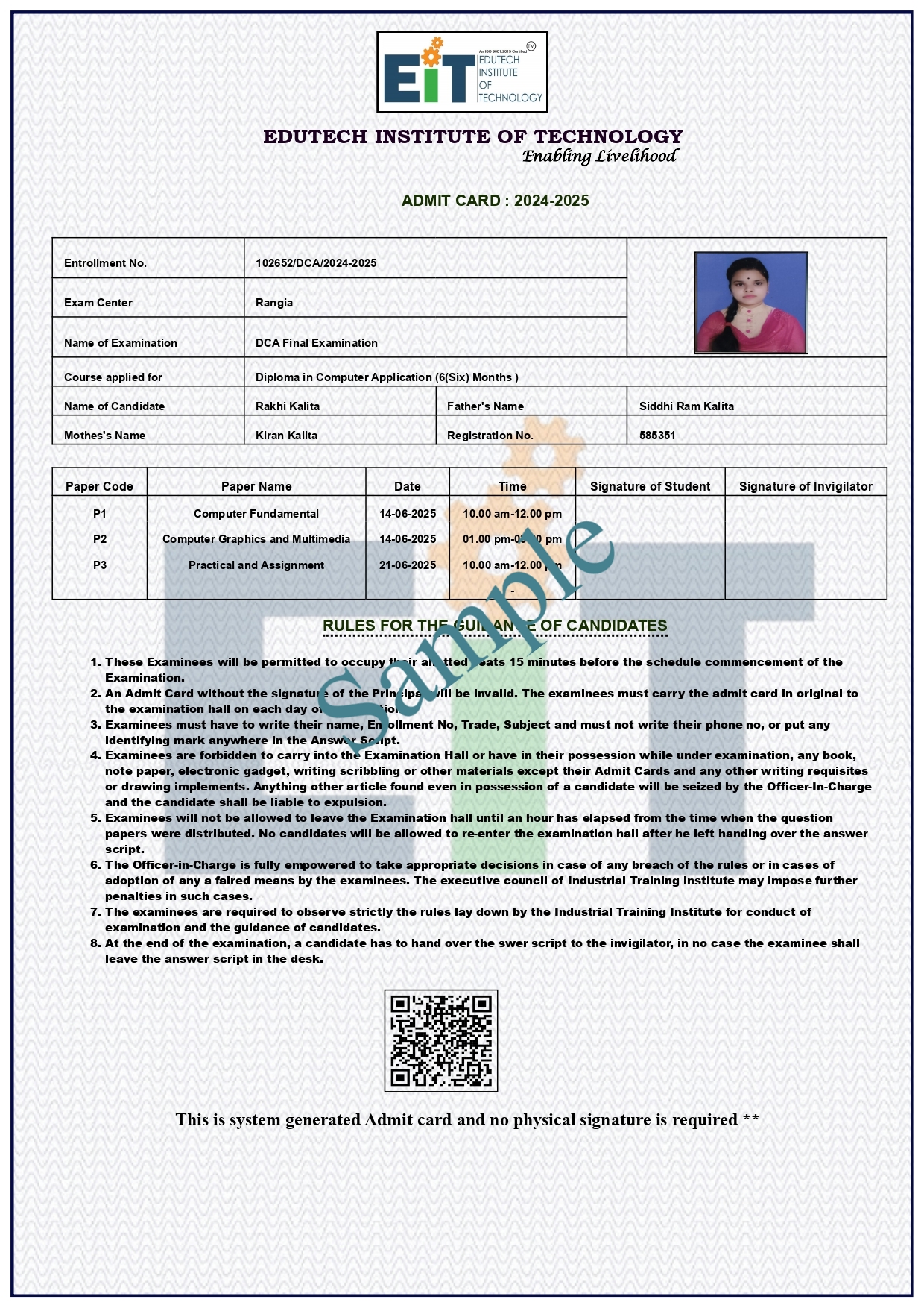 Admit Card