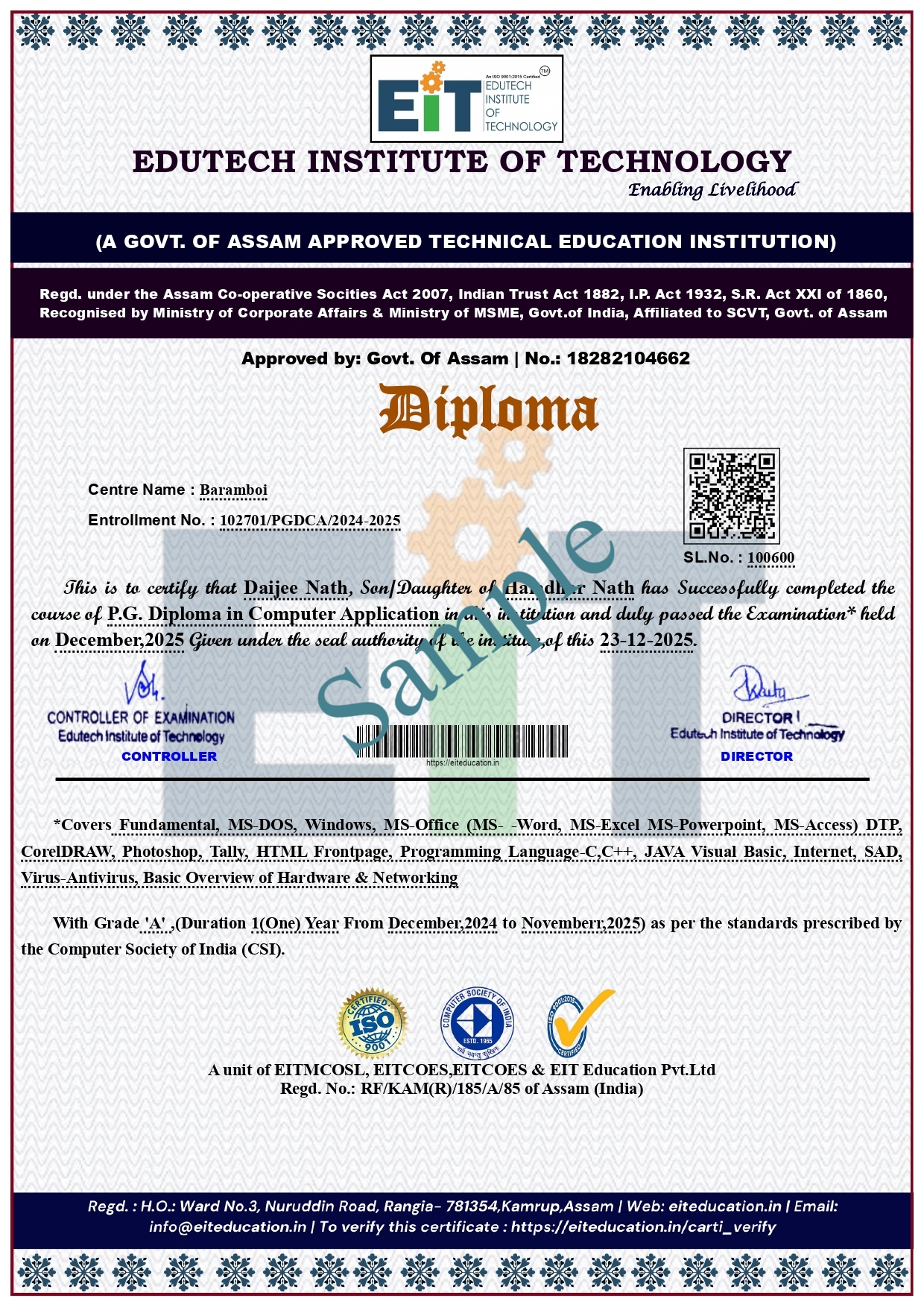 Diploma Certificate
